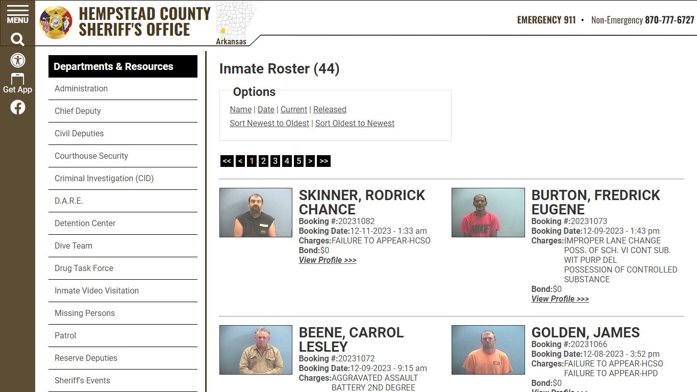 Inmate Roster (44) - Hempstead County Sheriff